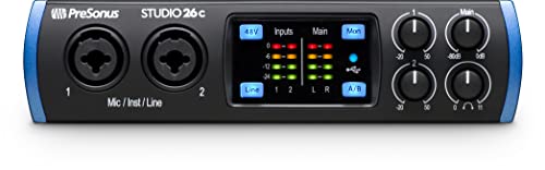 PreSonus Studio 26c 2x4, 192 kHz, USB Audio Interface with Studio One Artist and Ableton Live Lite DAW Recording Software PreSonus Studio 26c 2x4, 192 kHz, USB Audio Interface with Studio One Artist and Ableton Live Lite DAW Recording Software